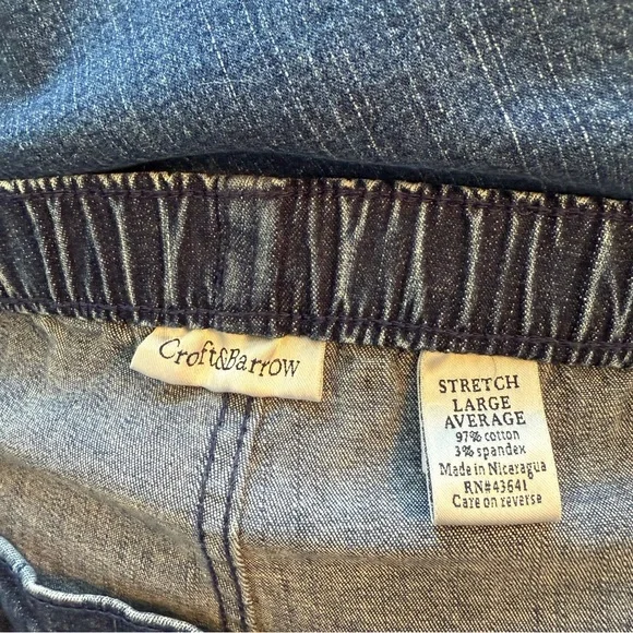 Croft & Barrow Stretch Dark Blue Straight Leg Jeans Elastic Waist Size Large - Picture 3 of 8